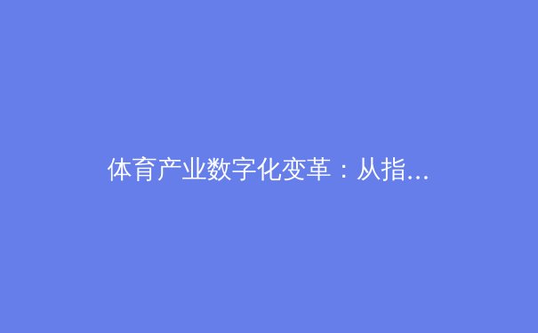 体育产业数字化变革：从指尖开启的辉煌新时代